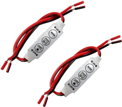 TRP Traders 3 Keys 12V Dimmer Single Led Strip Light Amplifier Controller 2 Pcs 2 A Step Dimmer(Black)