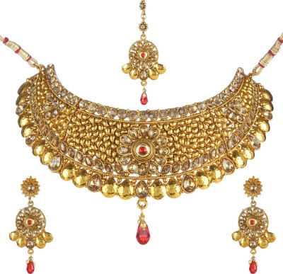 Jewels Gehna Alloy Gold-plated Gold, Red Jewellery Set(Pack of 1)