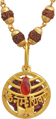 Omkar Jewel Rudrakasha Pendant With Rudrakasha Mala/Chain Gold-plated Brass Pendant