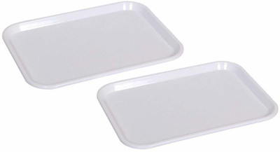 swift international Rectangular Plastic Serving Tray | Combo of 2 white Tray(Pack of 2)
