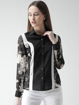 KASSUALLY Women Printed Casual Black Shirt