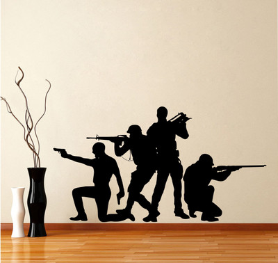 Divine studio 50 cm PLAYER UNKNOWN BATTLEGROUNDS PUBG gun cartoon Self Adhesive Sticker(Pack of 1)