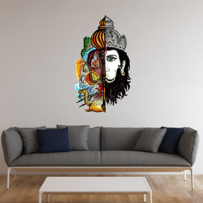 Divine studio 87 cm Shree Hanuman Sprituail Decorative Wall Sticker Self Adhesive Sticker(Pack of 1)