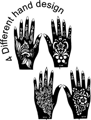 IVANA'S 4 Pieces India Henna Tattoo Stencil Set for Women Girls Hand Finger Body Paint Temporary Tattoo (IVANA-1031)(Body, Hand)