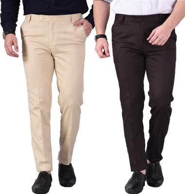 AD & AV Regular Fit Men Black, Cream Trousers