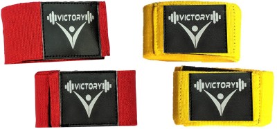 VICTORY PRO BOXING HAND WRAPS - 07 & HAND BANDAGE Red & Yellow Wrist Support(Red, Black)
