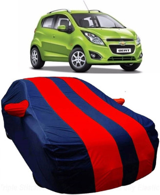 MoTRoX Car Cover For Chevrolet Beat (With Mirror Pockets)(Blue, Red)