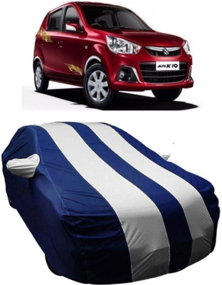 MoTRoX Car Cover For Maruti Suzuki Alto K10 (With Mirror Pockets)(Blue, White)