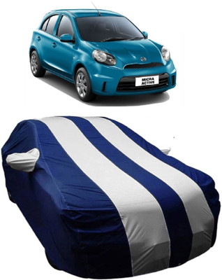 MoTRoX Car Cover For Nissan Micra Active (With Mirror Pockets)(Blue, White)