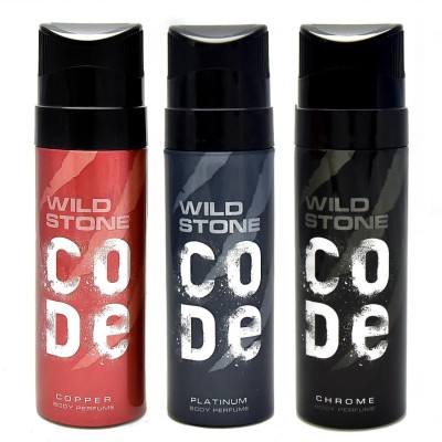 Wild Stone CODE PLATINUM DEODORANT 120 ML+ CODE COPPER DEODORANT 120 ML+ CODE CHROME DEODORANT 120 ML Deodorant Spray  -  For Men(120 ml, Pack of 3)