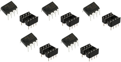 e4u IC555 General Purpose Timer IC + IC Base - 5 Pieces Electronic Components Electronic Hobby Kit