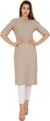 Rimeline Women Solid Straight Kurta(Grey)