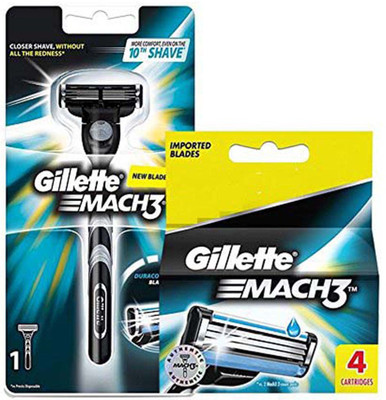 Gillette MACH3 Cartridges Blade With Razor (5 Cartridge + 1 Razor Handle)(Pack of 2)