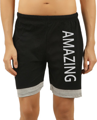 HOTFITS Printed Men Black Regular Shorts