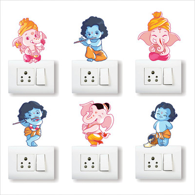 AH Decals 5 cm esha Switch Board Sticker, Switch Stickers, Non-Reusable Sticker(Pack of 1)