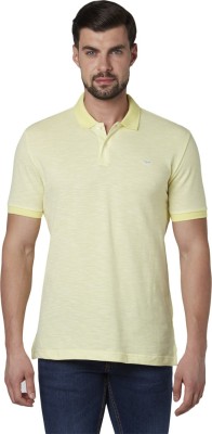 park-avenue-self-design-men-polo-neck-yellow-t-shirt