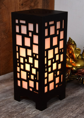 Gojeeva New Wooden Table Lamp With Creative laser cutting Design,Suitable for Bedside,Drawing room,Lobby Etc Table Lamp(25.5 cm, Brown)