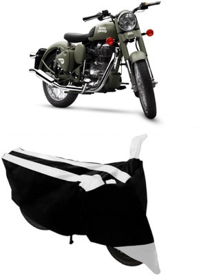 MoTRoX Two Wheeler Cover for Royal Enfield(Battle Green, White)