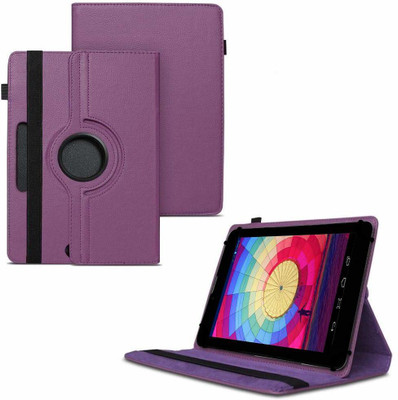 TGK Flip Cover for Datawind Ubislate 3G7X Tablet 7 Inch /360 Degree Rotating Universal Case With Three Camera Hole(Purple, Cases with Holder)
