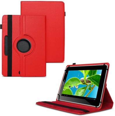 TGK Flip Cover for Datawind UbiSlate 7CZ Tablet 7-inch/360 Degree Rotating Universal Case With Three Camera Hole(Red, Cases with Holder)