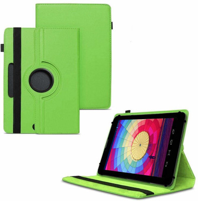 TGK Flip Cover for Datawind Ubislate 3G7X Tablet 7 Inch /360 Degree Rotating Universal Case With Three Camera Hole(Green, Cases with Holder)
