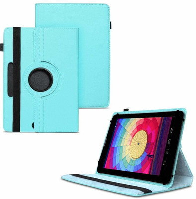 TGK Flip Cover for Datawind Ubislate 3G7X Tablet 7 Inch /360 Degree Rotating Universal Case With Three Camera Hole(Blue, Cases with Holder)