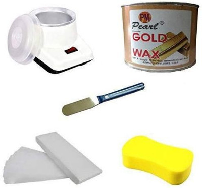 PMPEARL S-Heater-Gold Wax-Strips(50)-App-Sponge(5 Items in the set)