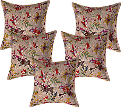 JGS Floral Cushions & Pillows Cover(Pack of 5, 40 cm*40 cm, White)