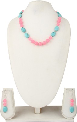 Pearlz Ocean Alloy Silver Pink, Turquoise Jewellery Set(Pack of 1)