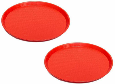 swift international Round Plastic Serving Tray red pack of 2 Tray(Pack of 2)