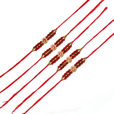 Bhavya Sale Designer NR8 Mauli Thread Rakhi  Set(Om Rakhi Set of 5)