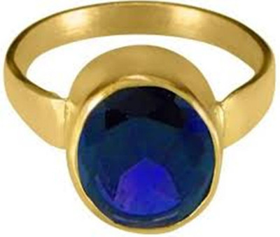 raviour lifestyle Blue Sapphire Neelam 100% Original Gemstone Asthdhatu Ring Brass Sapphire Gold Plated Ring