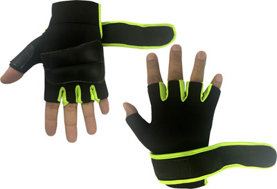 JMO27Deals Lycra Weight Lifting Palm Support Gym & Fitness Gloves(Green)