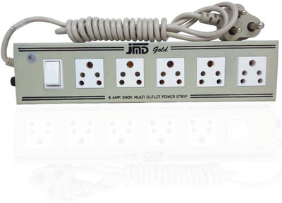 jmD Gold Multi-Purpose Power Strip Cord 5 Plus 1, 6 AMP Extension Board with Long Wire 5  Socket Extension Boards(Grey, 2 m)
