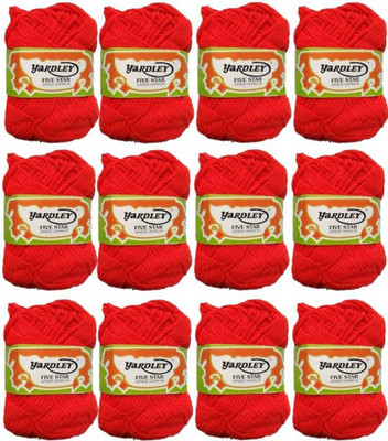 nimi creation Hand Knitting Art Craft Soft Thread For Wool BallDyed Red Pack Of 12