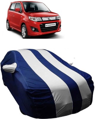 MoTRoX Car Cover For Maruti Suzuki WagonR Stingray (With Mirror Pockets)(Blue, White)