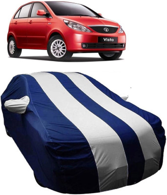 MoTRoX Car Cover For Tata Vista Tech (With Mirror Pockets)(Blue, White)