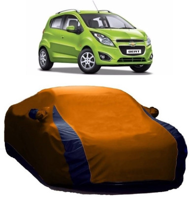 MoTRoX Car Cover For Chevrolet Beat (With Mirror Pockets)(Blue, Orange)