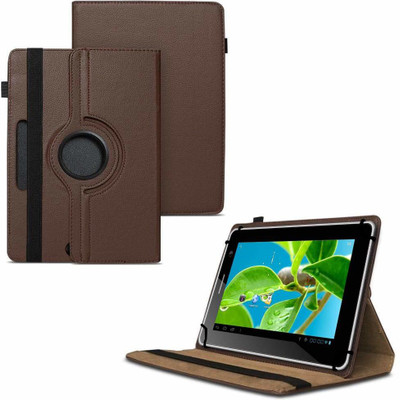 TGK Flip Cover for Datawind Ubislate 3G7, 3G7+ Tablet 7"/ 360 Degree Rotating Universal Case With Three Camera Hole(Brown, Cases with Holder)