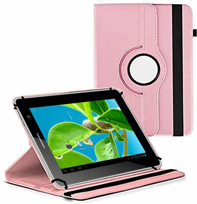 TGK Flip Cover for Datawind Ubislate 3G7, 3G7+ Tablet 7"/ 360 Degree Rotating Universal Case With Three Camera Hole(Light Pink, Cases with Holder)
