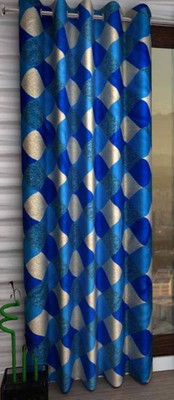 good luck textile 152.4 cm (5 ft) Polyester Semi Transparent Window Curtain Single Curtain(Printed, Blue)
