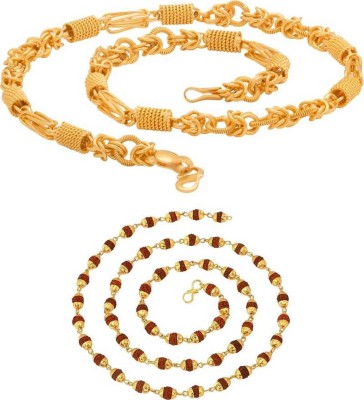 Fashion Frill Combo of 2 Classic Franco Heavy & Rudraksha Men Rhodium, Gold-plated Plated Brass, Alloy Chain
