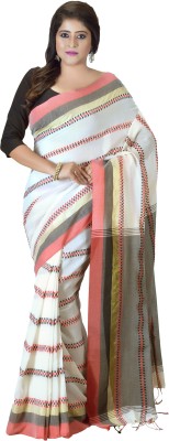 crochetin Woven Handloom Handloom Pure Cotton Saree(White)