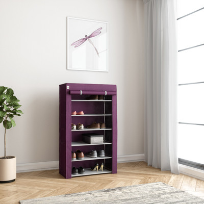 Flipkart Perfect Homes Studio 1-Door 6-Shelf Metal Collapsible Shoe Stand(Purple, 6 Shelves, DIY(Do-It-Yourself))