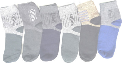 RAJAVI Men Color Block Ankle Length(Pack of 6)