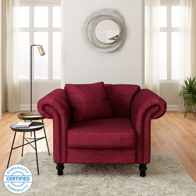 Flipkart Perfect Homes Annecy Fabric 1 Seater  Sofa  (Finish Color - Red)