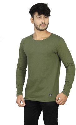 Kore Cloting Point Solid Men Round Neck Green T-Shirt