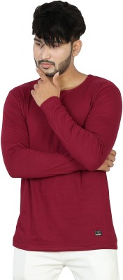 Kore Cloting Point Solid Men Round Neck Maroon T-Shirt