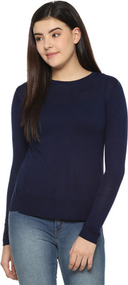 van-heusen-casual-full-sleeve-solid-women-dark-blue-top