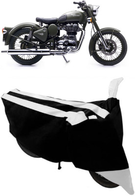 MoTRoX Two Wheeler Cover for Royal Enfield(Battle, White)